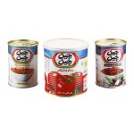 پک رب گوجه فرنگی، کنسرو لوبیا چیتی و کنسرو خاویار بادمجان چین چین